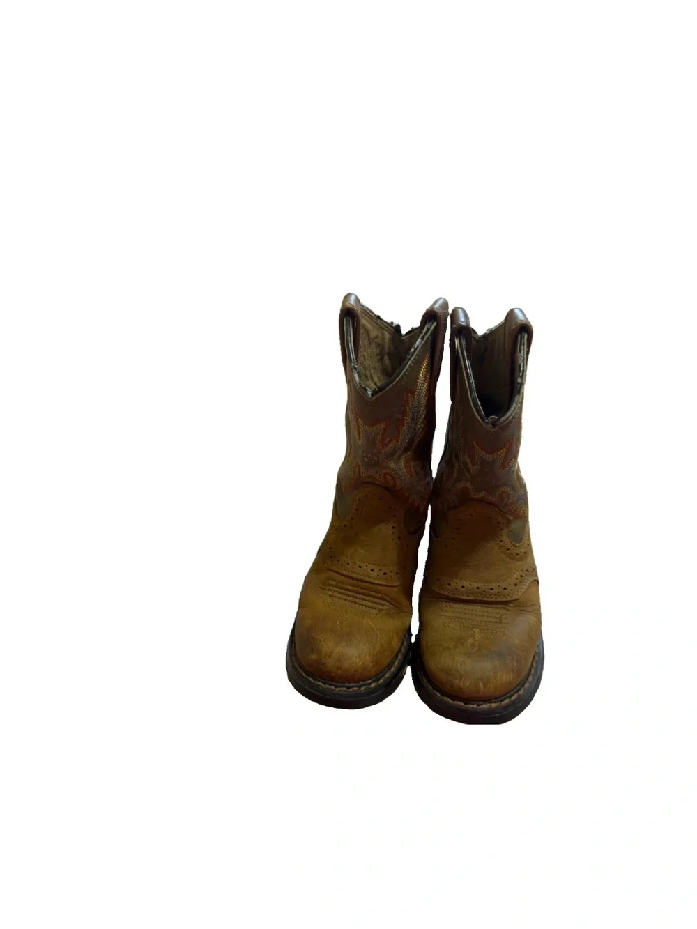Ariat Western Boots Youth 9 Brown WorkHog Pull On Mid Calf Round Toe Kids boys